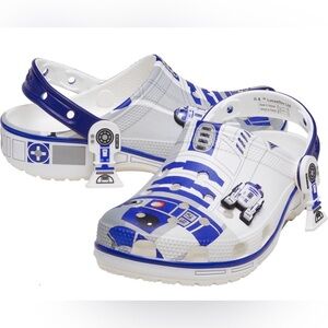 Crocs Star Wars R2-D2 Classic 211490-90H Clogs  White Slip On Shoes JAX918